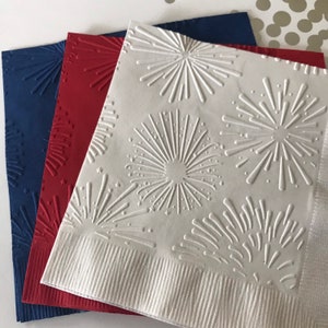 Fireworks Napkins ~ Embossed Napkins ~ Fourth of July ~ July 4th ~ Dynamite ~ Celebration ~ Picnic ~ Beverage ~ Cocktail