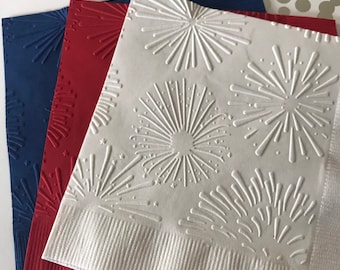 Fireworks Napkins ~ Embossed Napkins ~ Fourth of July ~ July 4th ~ Dynamite ~ Celebration ~ Picnic ~ Beverage ~ Cocktail