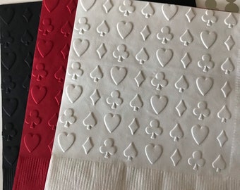 Playing Cards Napkin ~ Embossed Paper Napkin ~ Casino Party ~ Poker Party ~ Birthday ~ Card Party ~ Clubs ~ Spades ~ Diamonds ~ Hearts