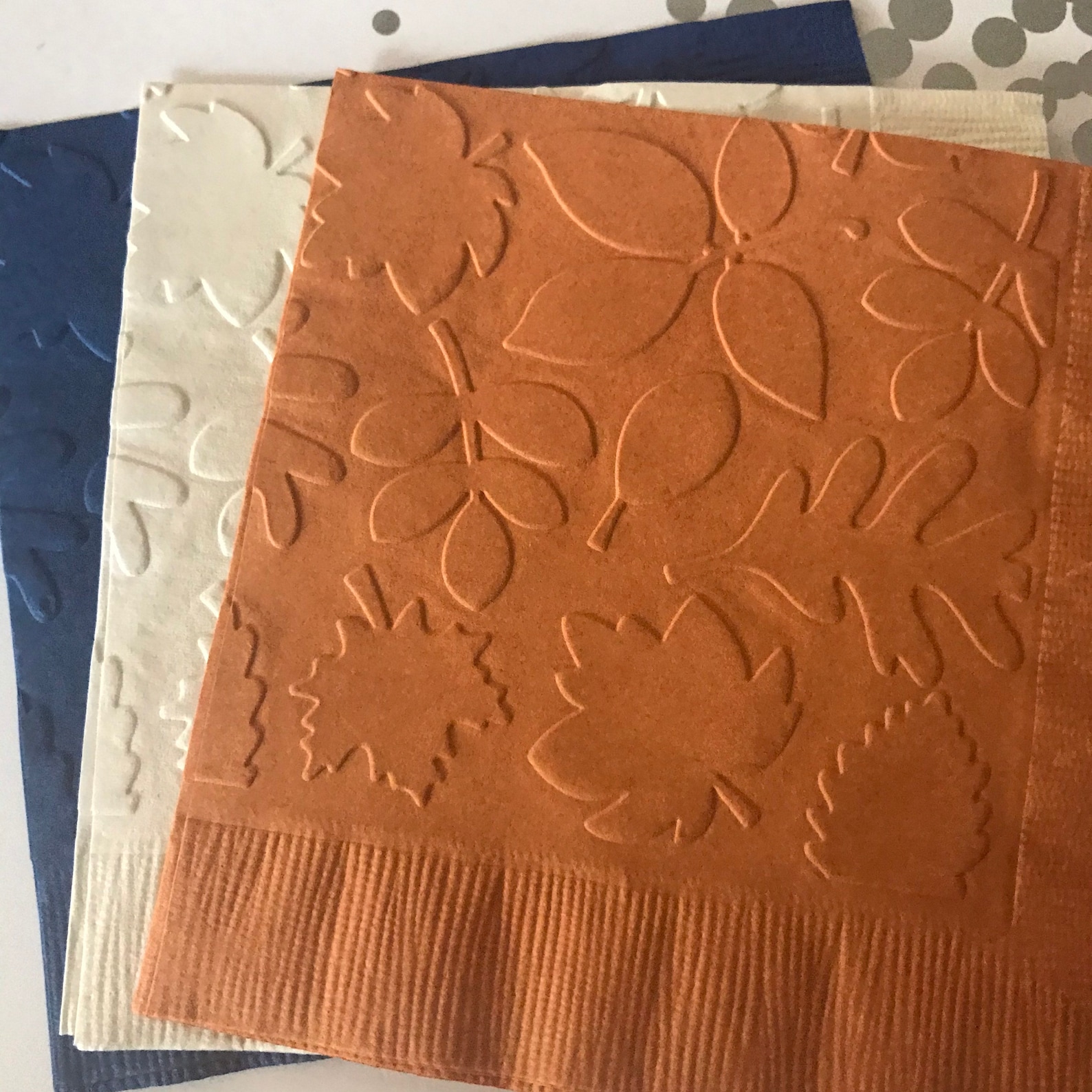 Fall Leaves Napkin Embossed Paper Napkin Wedding Etsy