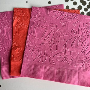 Rose Napkin ~ Embossed Napkin ~ Flower ~ Garden Party ~ Garden Club ~ Beverage ~ Cocktail ~ Luncheon
