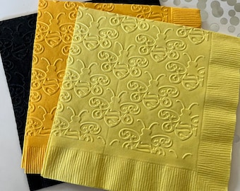 Bumblebee Napkins ~ Embossed Paper Napkin ~ Wedding ~ Anniversary ~ Bridal ~ Birthday ~ Bees ~ Garden Party ~ Beverage ~ Luncheon