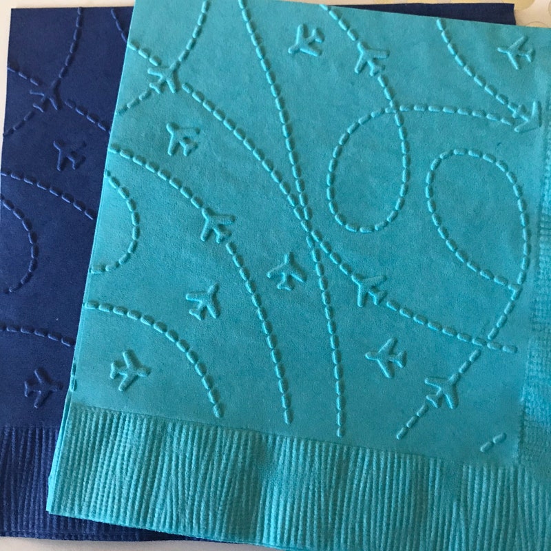Airplane Napkin ~ Embossed Napkin ~ Party ~ Birthday ~ Airplane ~ Travel ~ Jet ~ Transportation ~ Beverage ~ Cocktail ~ Napkin