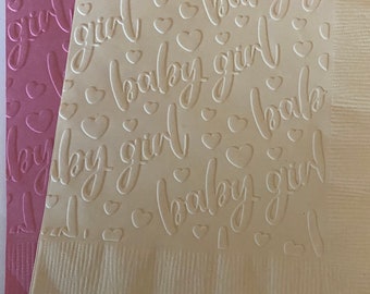 Baby Shower Napkins ~ Baby Girl Shower ~ Baby Girl Decorations ~ Baby Girl Sprinkle ~ Its a Girl ~ Adoption ~ Embossed Paper Napkins