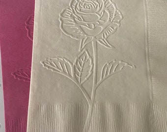 Servilleta de rosas ~ Servilleta en relieve ~ Flores de boda ~ Floral ~ Club de jardinería ~ Fiesta en el jardín ~ Bebida ~ Cóctel