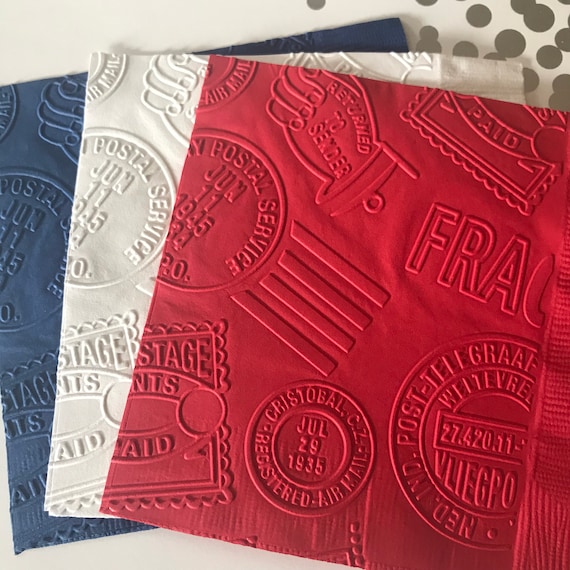 Postal Napkin Embossed Paper Napkin Party Birthday Etsy