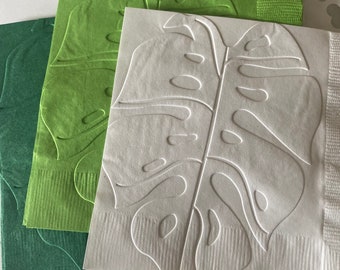 Serviettes en papier ~ Serviette de table en relief ~ Mariage tropical ~ Caraïbes ~ Monstera ~ Grandes feuilles ~ Boisson ~ Cocktail
