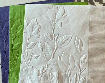 Floral Napkin ~ Embossed Napkin ~ Wedding ~ Bridal ~ Flowers ~ Garden Party ~ Picnic ~ Garden Club ~ Beverage ~ Cocktail