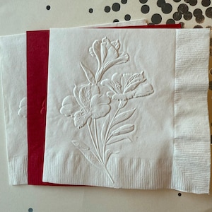 Orchid Napkin ~ Embossed Napkin ~ Wedding Flowers ~ Orchids ~ Spring Flower ~ Floral ~ Garden Party ~ Garden Club ~ Beverage ~ Cocktail