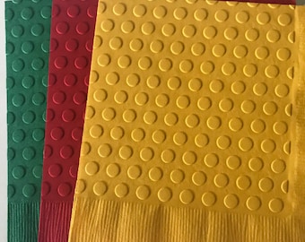 Polka Dot Napkin ~ Embossed Napkin ~ Kids Birthday ~ Building Blocks ~ Large Dots ~ Beverage ~ Cocktail