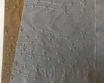 Stars Napkins ~ Embossed Napkin ~ Star ~ Outer Space ~ Nighttime Sky ~ Beverage ~ Cocktail ~ Luncheon