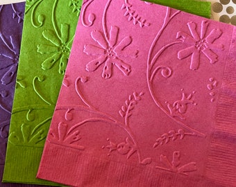 Floral Napkins ~ Embossed Paper Napkin ~ Wedding ~ Anniversary ~ Birthday ~ Bridal Shower ~ Flowers ~ Beverage ~ Cocktail ~ Cake