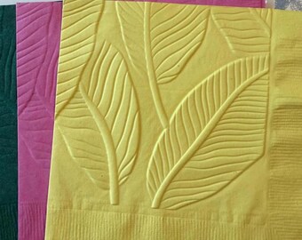 Serviettes de table en forme de feuille de bananier ~ Serviette de table en relief ~ Mariage tropical ~ Feuilles ~ Bananes ~ Caraïbes ~ Déjeuner ~ Boisson ~ Cocktail