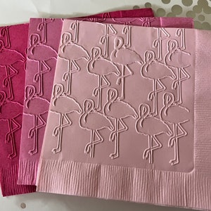 Flamingo Napkins ~ Embossed Paper Napkins ~ Wedding ~ Anniversary ~ Bridal Shower ~ Beach Party ~ Flamingo ~ Beverage ~ Cocktail ~ Napkin