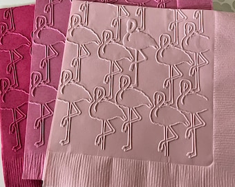 Flamingo Napkins ~ Embossed Napkins ~ Tropical Bird ~ Beach Party ~ Pink Flamingo ~ Beverage ~ Cocktail