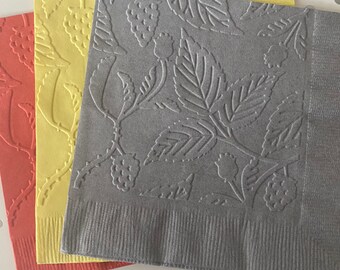 Raspberry Napkin ~ Embossed Napkin ~ Raspberries ~ Blackberries ~ Berries ~ Summer Fruit ~ Garden Party ~ Garden Club ~ Beverage ~ Cocktail