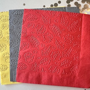 Fall Leaves Napkin - Embossed Napkin - Fall Wedding - Outdoor Wedding ~ Autumn ~ Leaves ~ Beverage - Cocktail - Luncheon ~ Guest Towels