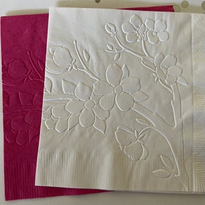 Cherry Blossom Napkins ~ Embossed Napkin ~ Wedding Flowers ~ Cherry Tree ~ Garden Club ~ Garden Party ~ Beverage ~ Cocktail ~ Luncheon