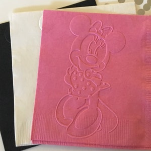 Minnie Mouse Napkins ~ Embossed Paper Napkin ~ Birthday Party ~ Shower ~ Beverage ~ Cake Napkins