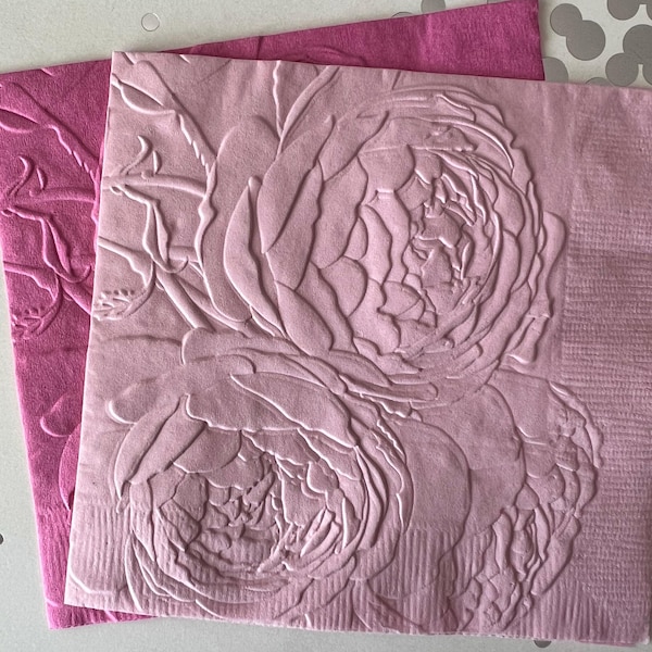 Peony Napkins ~ Embossed Napkins ~ Peonies ~ Floral ~ Wedding Flowers ~ Nature ~ Garden Party ~ Garden Club ~ Luncheon ~ Beverage ~ Cocktail