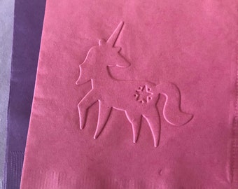 Unicorn Napkin ~ Embossed Paper Napkin ~ Birthday ~ Unicorn ~ Magical ~ Unicorn Party ~ Beverage ~ Cocktail ~ Paper Napkin