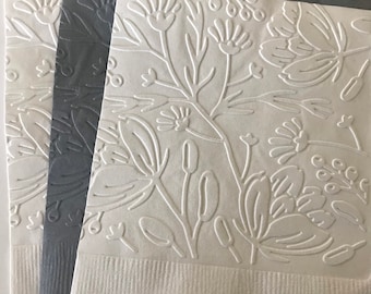 Floral Napkin ~ Embossed Napkin ~ Wedding ~ Bridal ~ Flowers ~ Garden Party ~ Picnic ~ Garden Club ~ Beverage ~ Cocktail