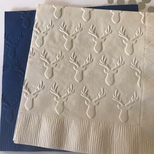 Deer Napkin ~ Embossed Napkin ~ Hunter&#39;s Birthday ~ Bachelor Party ~ Deer Mount ~ Buck ~ Hunting ~ Deer Head ~ Beverage ~ Cocktail