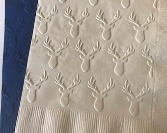 Deer Napkin ~ Embossed Napkin ~ Hunter's Birthday ~ Bachelor Party ~ Deer Mount ~ Buck ~ Hunting ~ Deer Head ~ Beverage ~ Cocktail