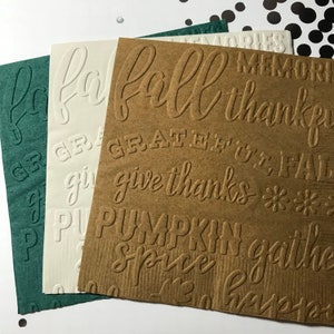 Fall Napkin ~ Embossed Napkins ~ Thanksgiving ~ Halloween Birthday ~ School Party ~ Pumpkin ~ Autumn ~ Beverage ~ Cocktail