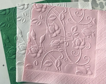 Rose Napkin ~ Embossed Napkin ~ Wedding ~ Anniversary ~ Birthday ~ Shower ~ Flower ~ Beverage ~ Cocktail ~ Luncheon