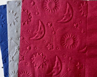 Celestial Napkin ~ Embossed Napkin ~ Retirement ~ Zodiac ~ Astronaut ~ Stars ~ Outer Space ~ Galaxy ~ Constellations ~ Beverage ~ Cocktail