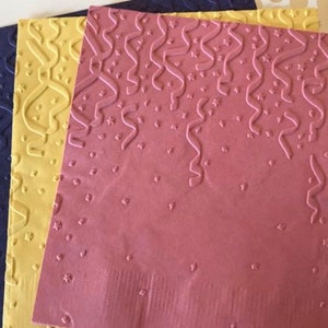 Streamers Napkin ~ Embossed Napkin ~ Celebration ~ Birthday Party ~ Confetti ~ Beverage ~ Luncheon ~ Cocktail