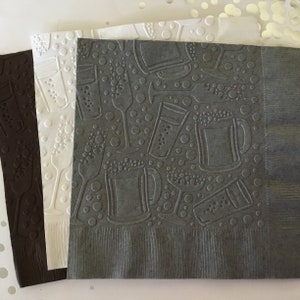 Beer Napkins ~ Embossed Paper Napkin ~ Bar Napkins  ~ Beer Lover ~ Bachelor Party ~ Wedding Bar ~ Cheers ~ Mugs ~ Wine ~ Beverage ~ Luncheon