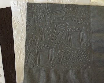 Beer Napkins ~ Embossed Napkins ~ Beer Mugs ~ Bachelor Party ~ Wedding Bar ~ Cheers ~ Wine ~ Champagne ~ Beverage ~ Cocktail
