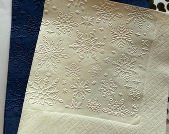 Snowflake Napkin ~ Embossed Napkin ~ Frozen Theme Party ~ Snow ~ Christmas ~ Winter Wedding  ~ Guest Towel ~ Beverage ~ Cocktail ~ Luncheon