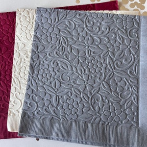 Floral Napkin ~ Embossed Paper Napkin ~ Wedding ~ Anniversary ~ Birthday ~ Shower ~ Engagement ~ Garden Party ~ Beverage ~ Luncheon