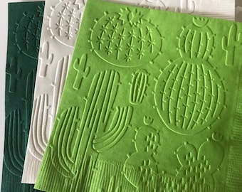 Cactus Napkin ~ Embossed Napkin ~ Wedding ~ Anniversary ~ Fiesta ~ Birthday ~ Garden Party ~ Southwestern ~ Beverage ~ Cocktail