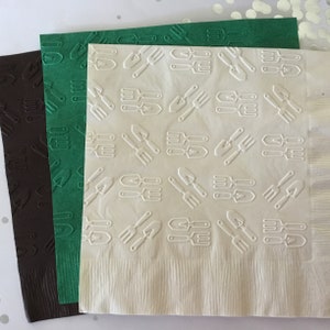 Gardening Tools Napkin ~ Embossed Napkins ~ Garden Party ~ Retirement ~ Gardener ~ Shovel ~ Beverage ~ Luncheon ~ Cocktail