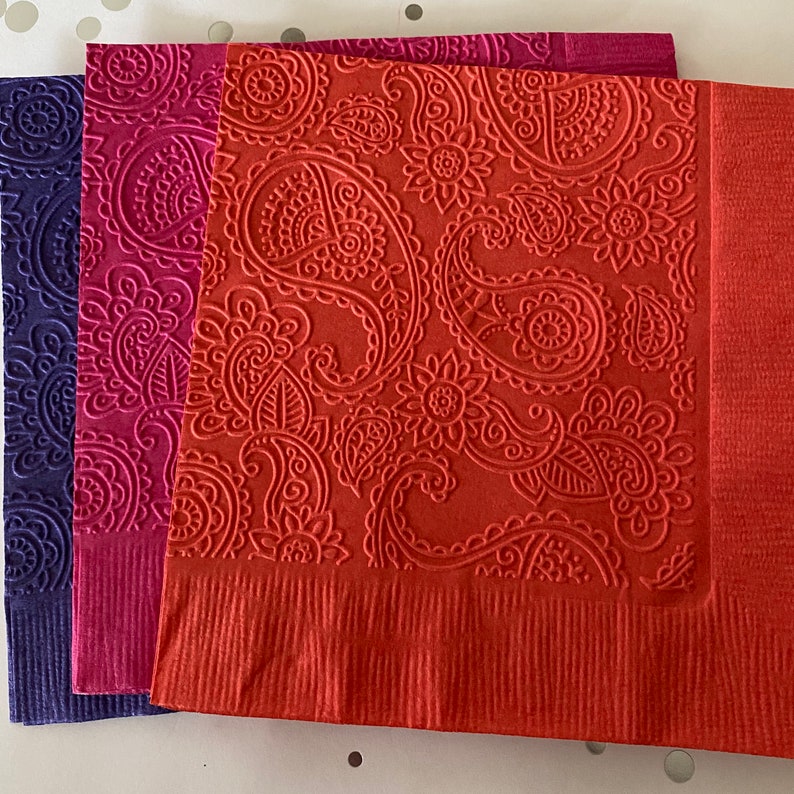 Paisley Napkin ~ Embossed Paper Napkin ~ Wedding ~ Bridal Shower ~ Engagement Party ~ Anniversary ~ Birthday ~ Paisley ~ Beverage ~ Cocktail