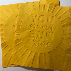 Sunshine Napkin ~ Embossed Paper Napkin ~ Wedding ~ Anniversary ~ Birthday ~ Shower ~ Sunshine ~ Sun ~ Summer ~ Garden Party ~ Beverage