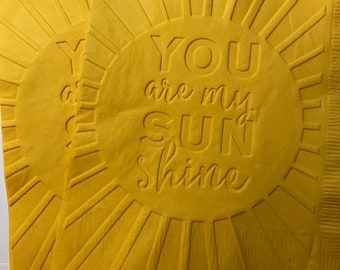 Sunshine Napkin ~ Embossed Napkin ~ Wedding ~ Anniversary ~ Birthday ~ Shower ~ Sunshine ~ Sun ~ Summer ~ Garden Party ~ Beverage ~ Cocktail