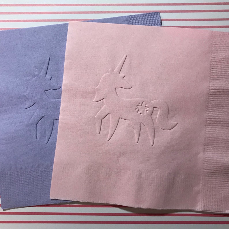 Unicorn Napkin ~ Embossed Paper Napkin ~ Birthday ~ Unicorn ~ Magical ~ Unicorn Party ~ Beverage ~ Cocktail ~ Paper Napkin