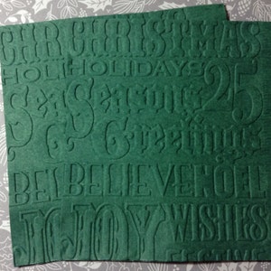 Christmas Napkin ~ Embossed Napkin ~ Christmas Wedding ~  Holidays ~ Christmas Birthday ~ Seasons Greetings ~ Beverage ~ Cocktail