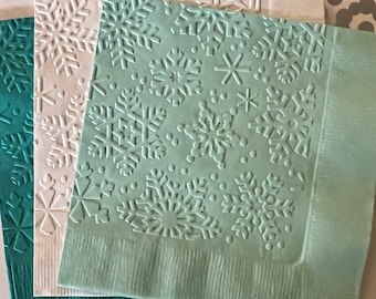 Snowflake Napkin ~ Embossed Napkin ~ Frozen Theme Birthday Party ~ Christmas ~ Winter Wedding  ~ Snow ~ Beverage ~ Cocktail ~ Luncheon