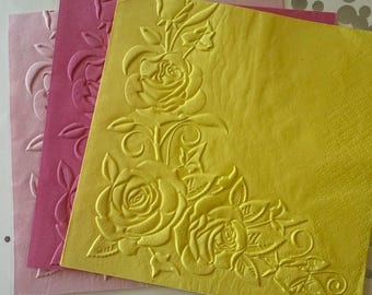 Rose Napkin ~ Embossed Napkin ~ Wedding ~ Anniversary ~ Roses ~ Flowers ~ Floral ~ Garden Party ~ Beverage ~ Cocktail