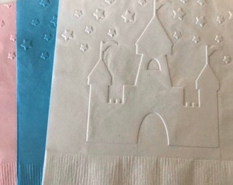 Castle Napkins ~ Embossed Napkin ~ Princess Birthday ~ Cinderella ~ Queen ~ King ~ Beverage ~ Cocktail ~ Luncheon