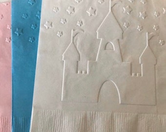 Castle Napkins ~ Embossed Paper Napkin ~ Birthday ~ Princess ~ Castle ~ Cinderella ~ Beverage ~ Cocktail ~ Princess Napkins ~ Luncheon