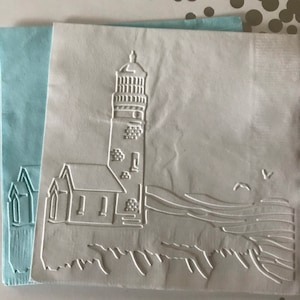 Lighthouse Napkin ~ Embossed Napkin ~ Nautical ~ Sailing ~ Beach ~ Beacon ~ Beverage ~ Cocktail ~ Luncheon