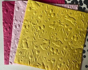 Easter Bunnies Napkin ~ Embossed Napkins ~ Spring ~ Easter Egg Hunt ~ Springtime ~ Bunny ~ Luncheon ~ Beverage ~ Cocktail