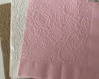 Rose Napkin ~ Embossed Paper Napkin ~ Wedding ~ Anniversary ~ Birthday ~ Shower ~ Flower ~ Beverage ~ Luncheon